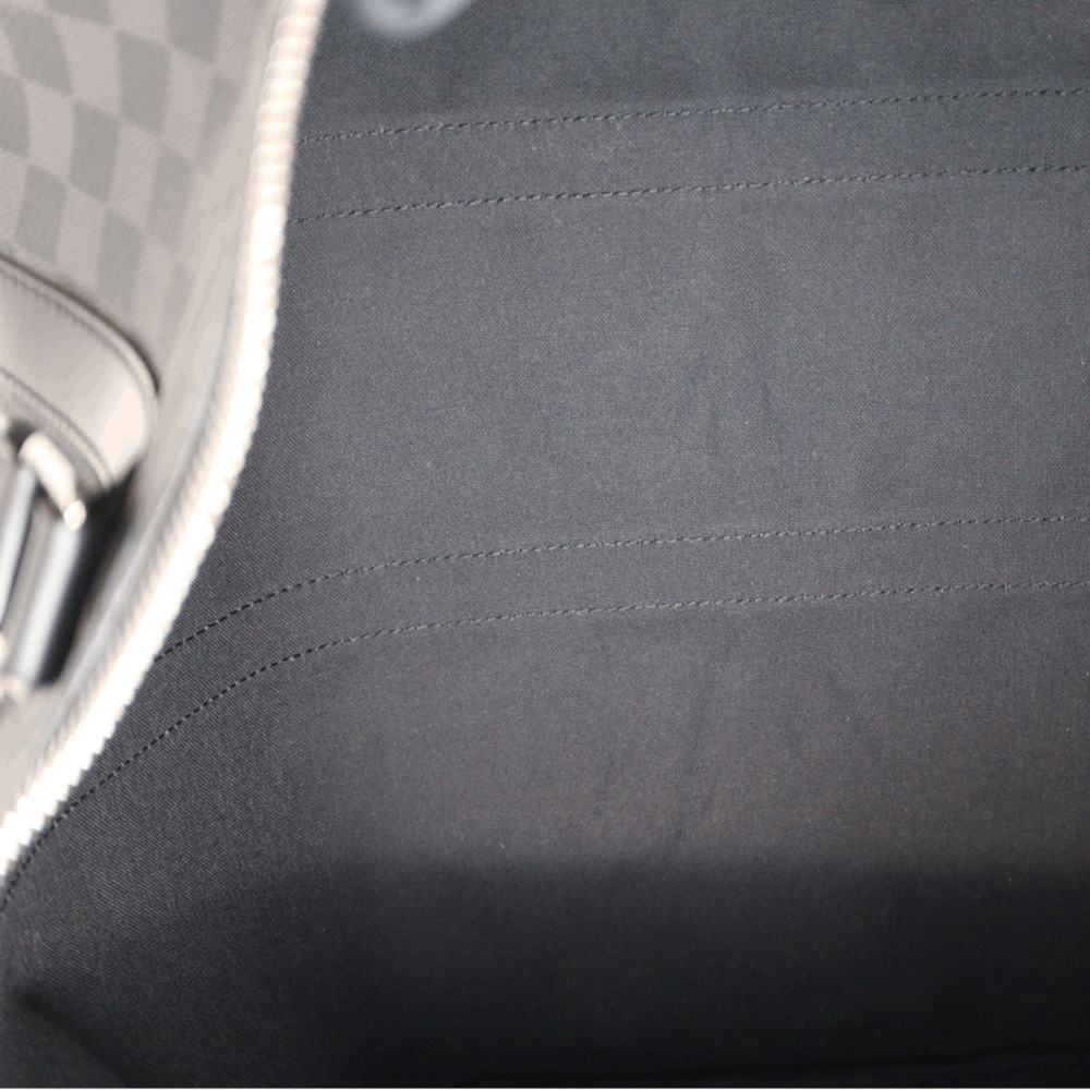 LOUIS VUITTON Keepall Bandoulire Boston Bag Travel Damier Canvas Graphite Black - Picture 6 of 10